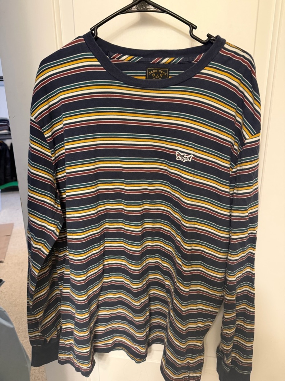 Dark Seas Navy Multi-Stripe Long Sleeve Tee